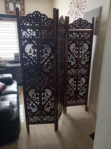 A.M INTERNATIONAL Wooden Handcrafted PARTITION Room Divider SEPERATOR for Living Room Office PARTITION Screen Room Divider photo review