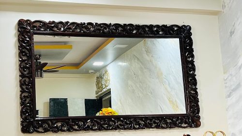 A.M INTERNATIONAL Wooden Hand Crafted Wall Mirror Frame for Bedroom, Living Room, Home Decor photo review