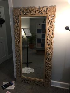 Wooden Carved Wall Mirror Frame | Wooden Mirror Jharokha | Wall Hanging Mirror | Solid Wood, Distress Finish | with Out Mirror | Size 5 * 3 ft photo review